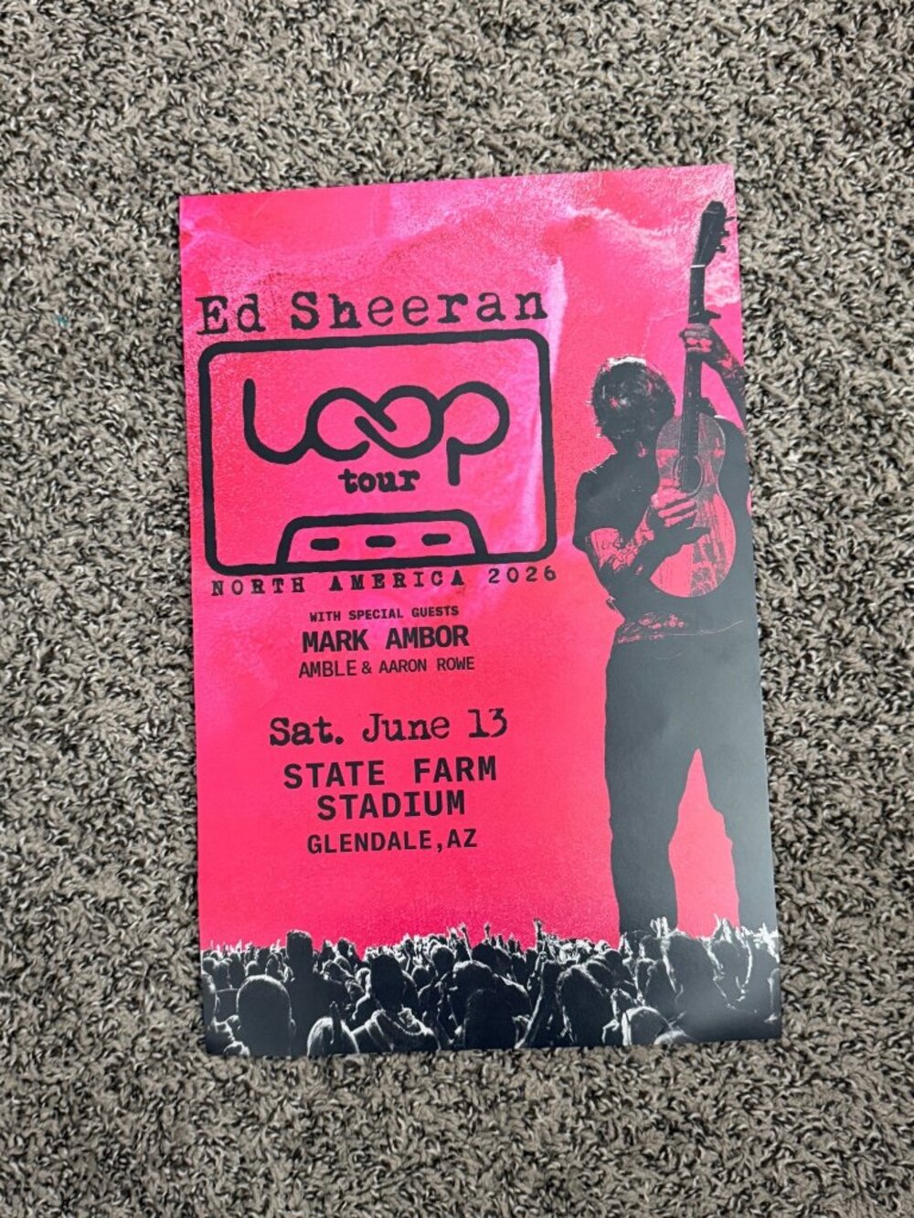 Ed Sheeran Loop Tour 2026 Glendale Arizona Concert Poster Sat June 13